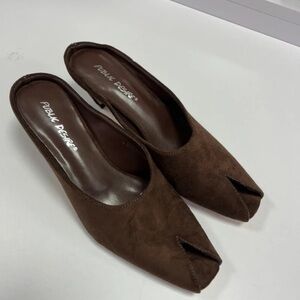 Public Desire Dark Brown Suede Mules